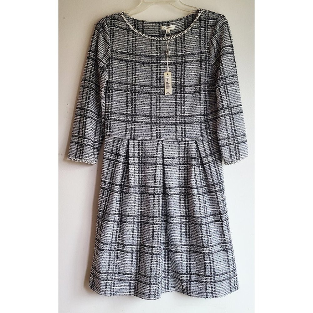 Max Studio Plaid Plaid Woven 3/4 Sleeve Dress NWT